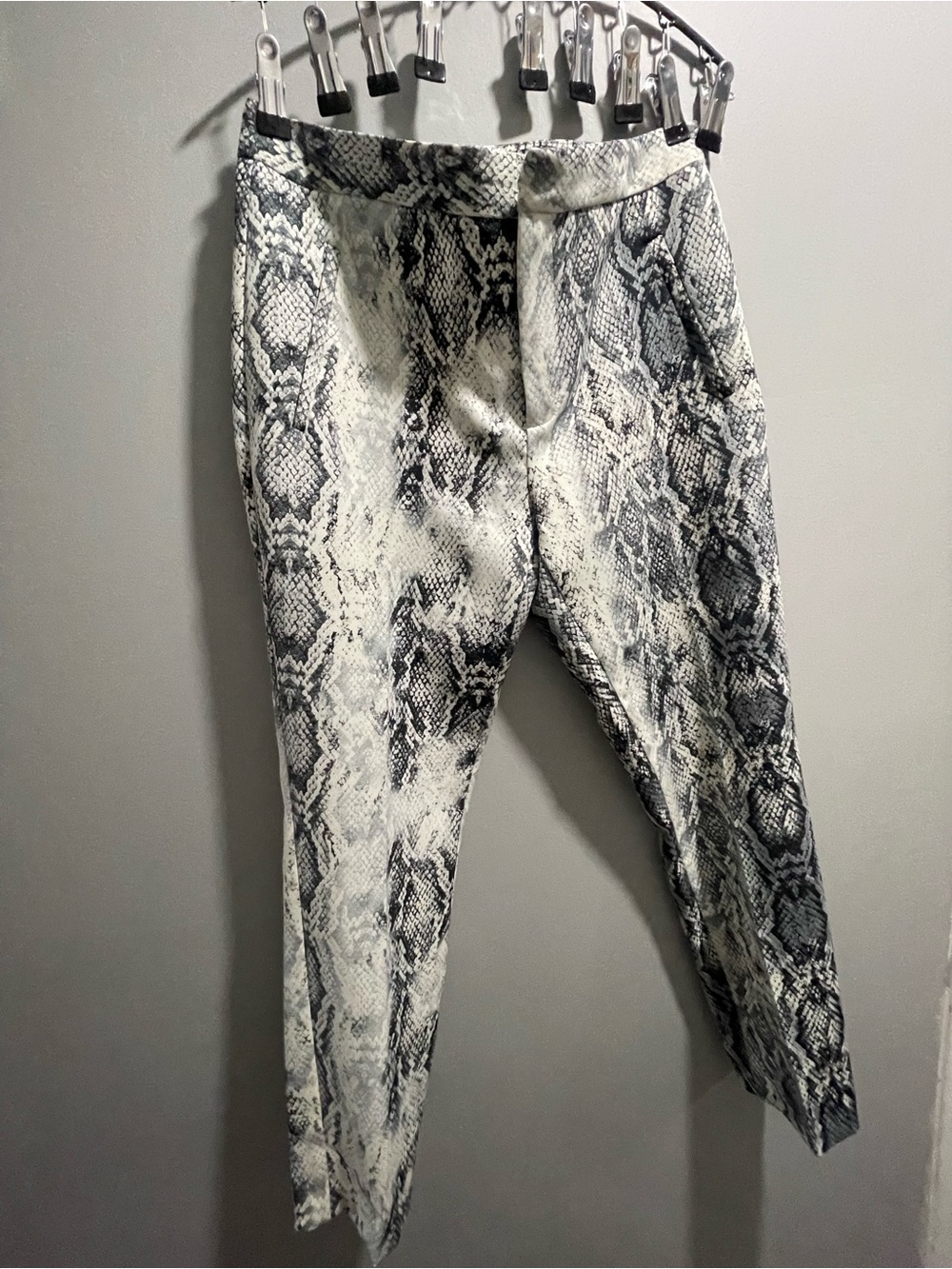 Zara Basic Snake-Print Trousers in Black and White